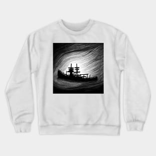 Vision of a shipwreck illuminated in the deep Crewneck Sweatshirt